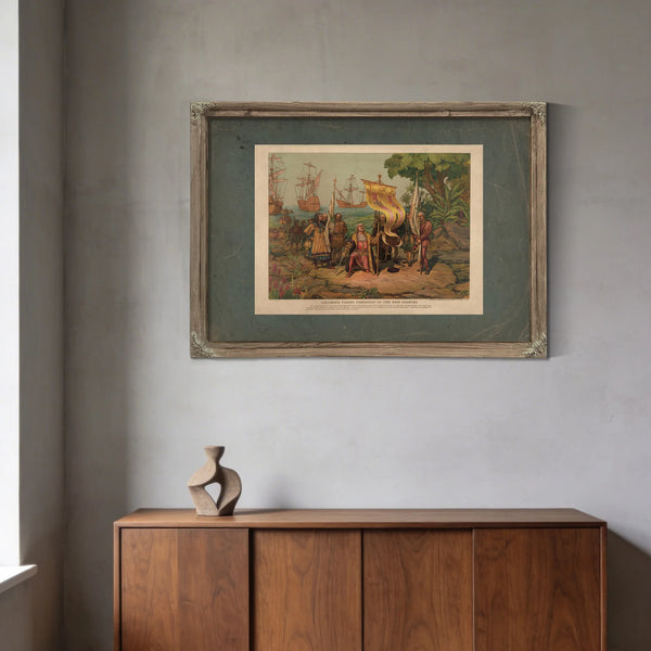 Columbus Taking Possession of the New Country 1893 — Framed Wall Art Room View | Bella Frye