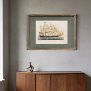 Outward Bound Currier Ives lithograph of a clipper ship under full sail — Framed Wall Art Room View | Bella Frye