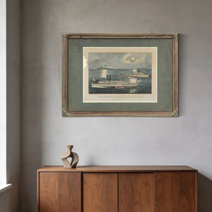 Steamboats Passing at Midnight on Long Island Sound — Framed Wall Art Room View | Bella Frye