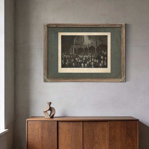 Distinguished Americans at a Meeting of the New York Historical Society 19th — Framed Wall Art Room View | Bella Frye