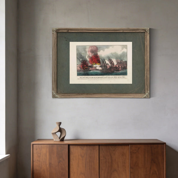 Brilliant Naval Victory on the Mississippi River Near Fort Wright May 1th 1 — Framed Wall Art Room View | Bella Frye