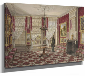 19e Eeuws Interieur Met Schilderijen En Staande Figuur By Augustus Wijnantz