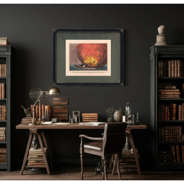 Destruction of the Rebel Monster Merrimac Off Craney Island May 11th 1862 18 — Framed Wall Art Room View | Bella Frye