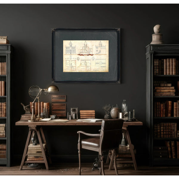 The Keepers Vigil Point Lookout Light Station Blueprint — Framed Wall Art Room View | Bella Frye