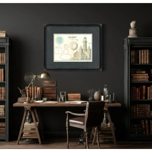 The Keepers Vigil Matinicus Rock Lighthouse Architectural Blueprint — Framed Wall Art Room View | Bella Frye