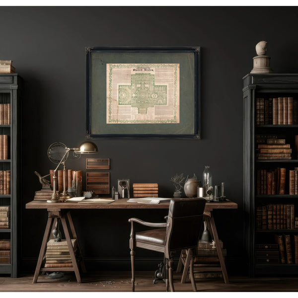 Constitution of the United States and a Plan of the Capitol at Washington 18 — Framed Wall Art Room View | Bella Frye