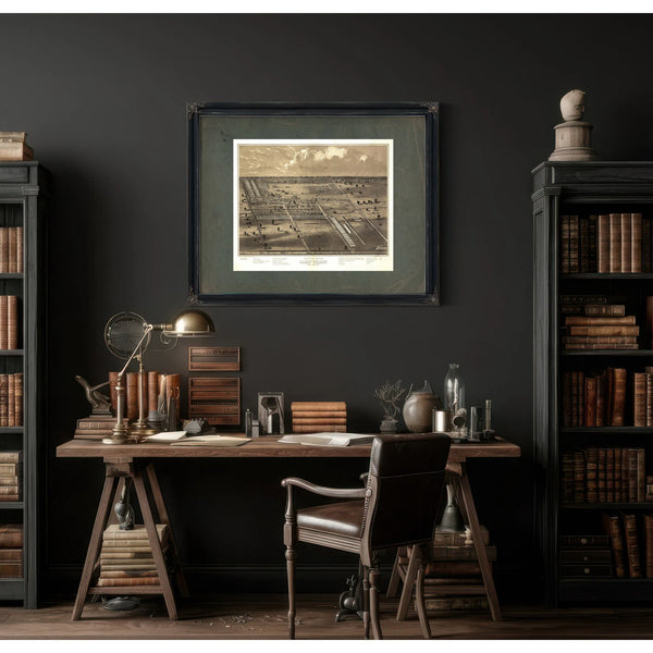 Birds Eye View of Camp Chase Near Columbus Ohio 186s — Framed Wall Art Room View | Bella Frye