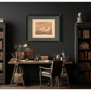 American Yachts Extra Plate for the Americas Cup 1885 Near the Finish Purtia — Framed Wall Art Room View | Bella Frye