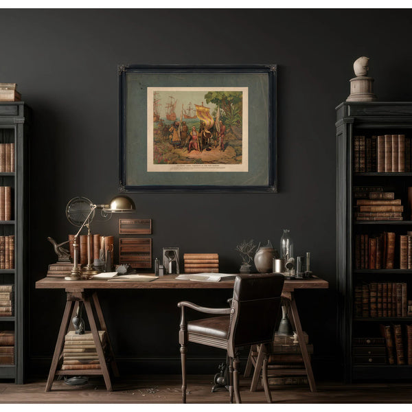 Columbus Taking Possession of the New Country 1893 — Framed Wall Art Room View | Bella Frye