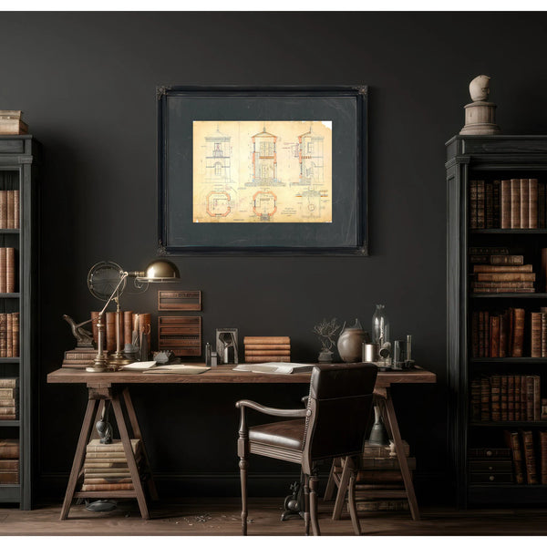 The Keepers Blueprint Baltimore Harbor Light Station Plans of 1885 — Framed Wall Art Room View | Bella Frye