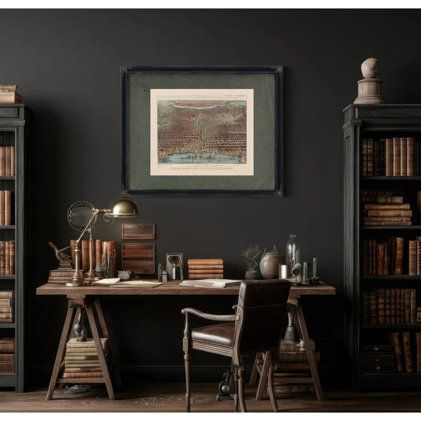 Birds Eye View of Philadelphia 1875 — Framed Wall Art Room View | Bella Frye