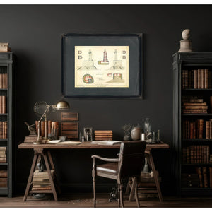 St. George Reef Lighthouse Architectural Plans the Impossible Light Station Blueprint — Framed Wall Art Room View | Bella Fry