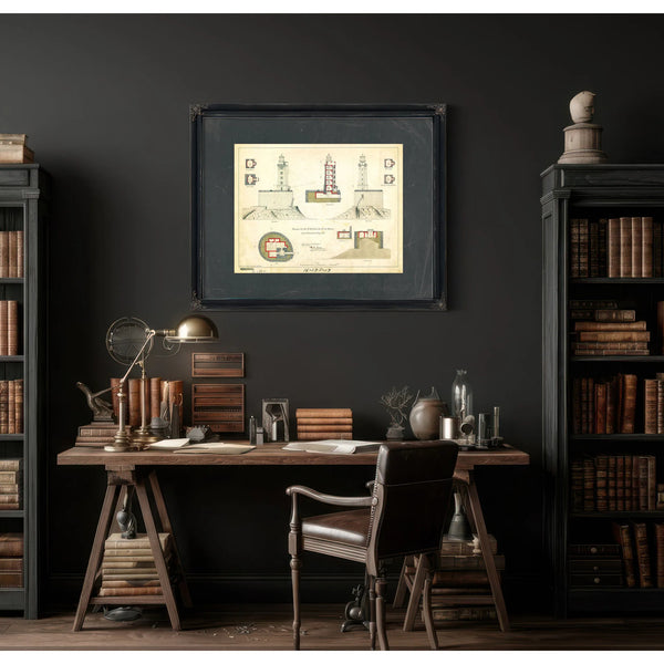 St. George Reef Lighthouse Architectural Plans the Impossible Light Station Blueprint — Framed Wall Art Room View | Bella Fry