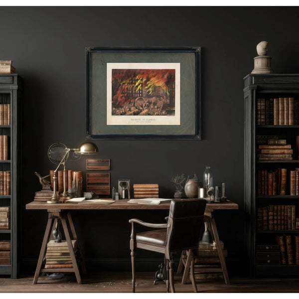 Chicago in Flames Scene at Randolph Street Bridge 1872 1874 — Framed Wall Art Room View | Bella Frye