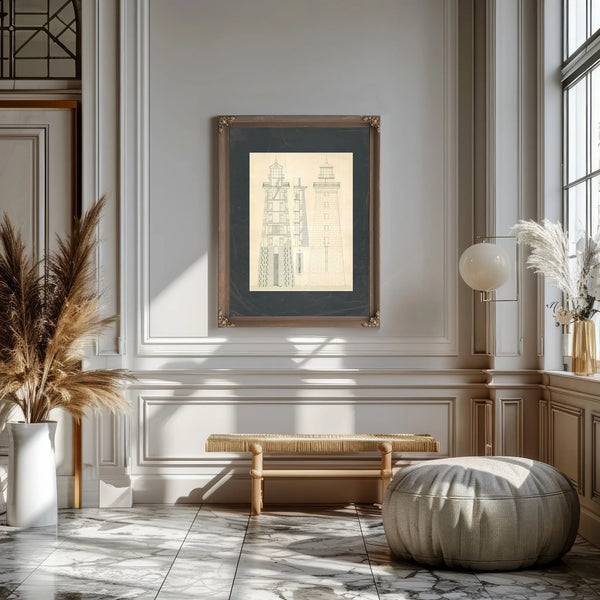 The Stone Sentinel Minots Ledge Lighthouse Engineering Diagrams — Framed Wall Art Room View | Bella Frye