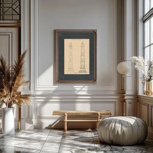 The Keepers Ascent Cape Henry Lighthouse Blueprint — Framed Wall Art Room View | Bella Frye