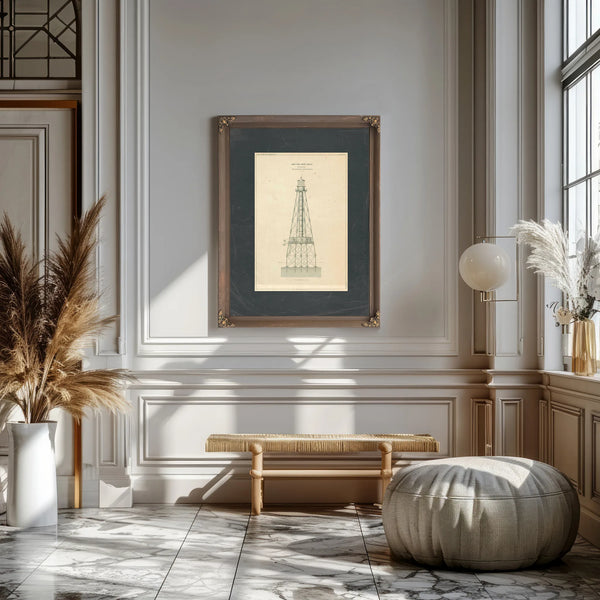 Coffins Patches Lighthouse Blueprint Maritime Architecture of the Florida Reef — Framed Wall Art Room View | Bella Frye