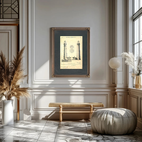 Sand Island Light Station Blueprint the Keepers Vigil — Framed Wall Art Room View | Bella Frye