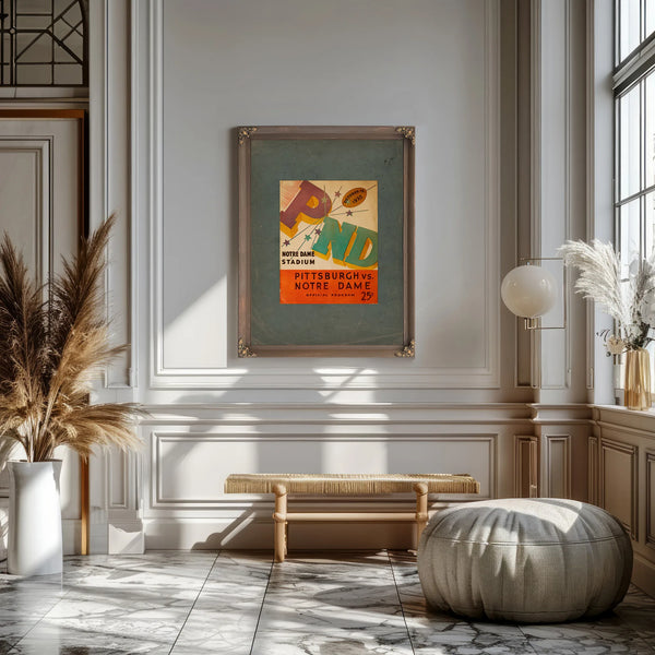 Official Football Program for the October 19 1935 Notre Dame Versus Pittsburgh — Framed Wall Art Room View | Bella Frye