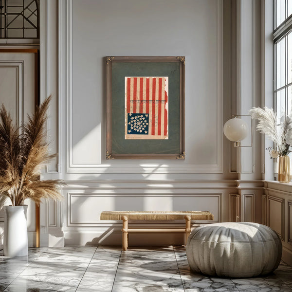 American Flag Campaign Banner for Stephen a Douglas and Herschel V Johnson 186 — Framed Wall Art Room View | Bella Frye