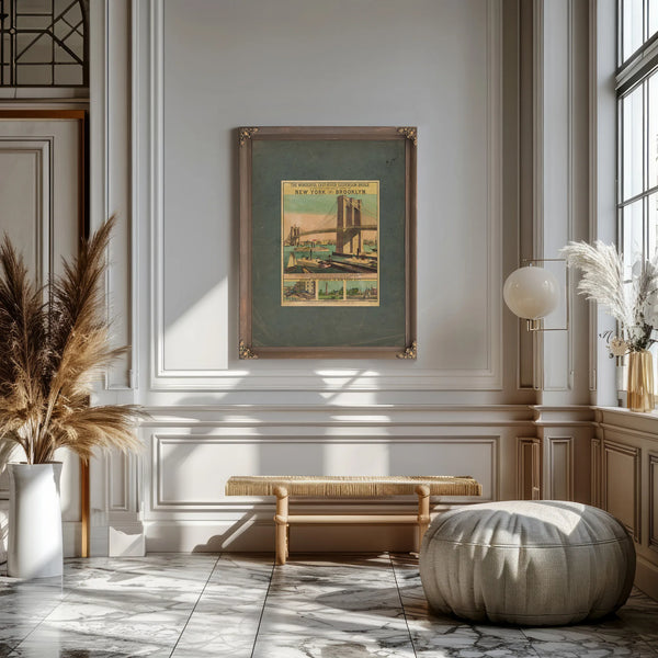 The Wonderful East River Suspension Bridge Connecting the Great Cities of New York and Brooklyn 1883 — Framed Wall Art Room V