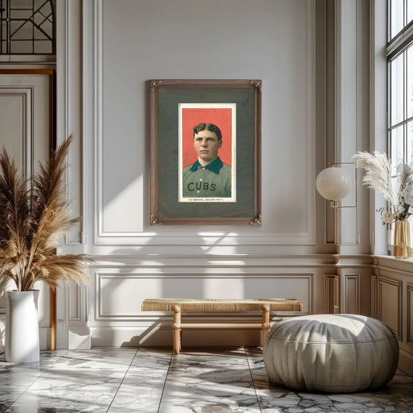 Three Finger Brown Chicago Cubs Baseball Card Portrait 8 — Framed Wall Art Room View | Bella Frye