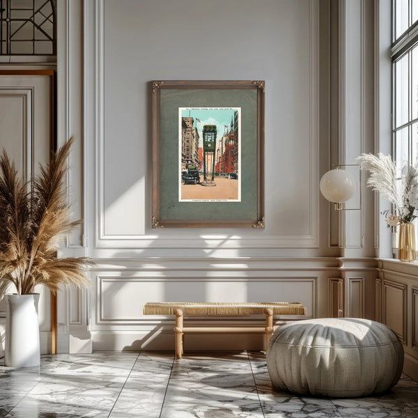 The Bronze Sentinel of Fifth Avenue — Framed Wall Art Room View | Bella Frye