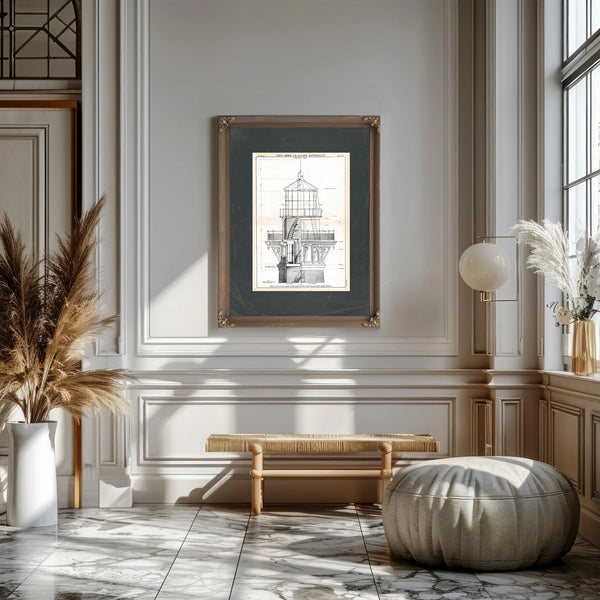 The Hatteras Lantern Room Blueprint — Guardian of the Graveyard of the Atlantic — Framed Wall Art Room View | Bella Frye