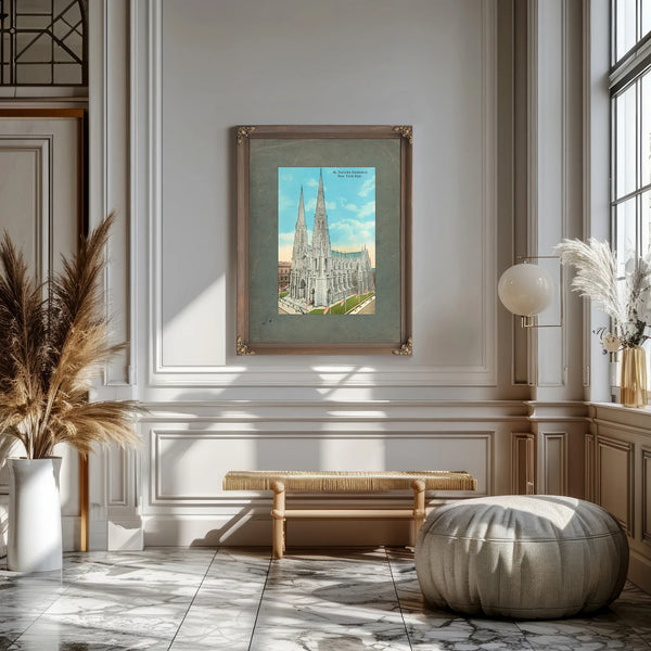 The Gothic Spires of Fifth Avenue a Monument in Stone and Shadow — Framed Wall Art Room View | Bella Frye
