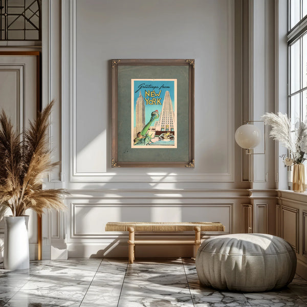 Lady Libertys Concrete Cosmos a Manhattan Postcard Relic — Framed Wall Art Room View | Bella Frye