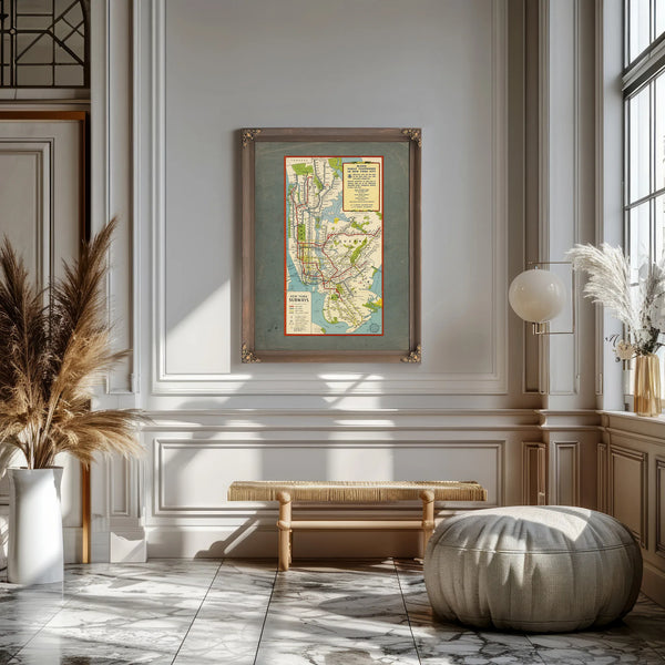 The Underground Arteries New York City Transit Map — Framed Wall Art Room View | Bella Frye