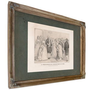 a Presidential Reception in 1789 by General and Mrs Washington 1876 — Verdigris Framed Canvas Print | Bella Frye