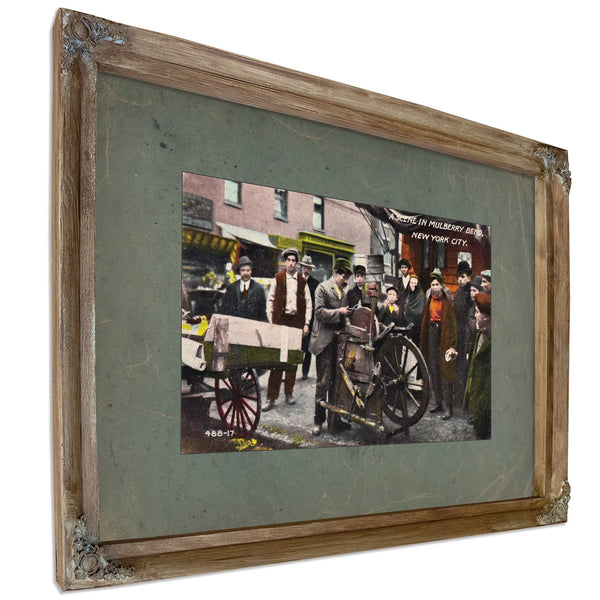 The Huddled Masses of Mulberry Bend — Verdigris Framed Canvas Print | Bella Frye