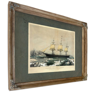 Clipper Ship Red Jacket_ in the Ice Off Cape Horn on Her Passage From Austra — Verdigris Framed Canvas Print | Bella Frye