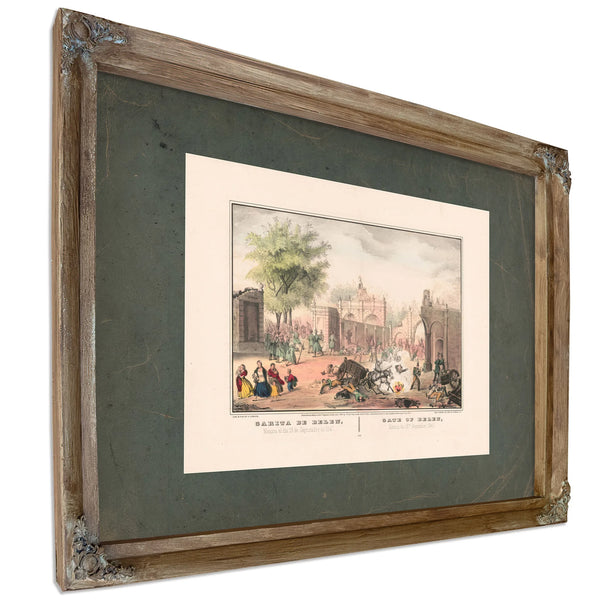 Gate of Belen_ Mexico the 13th September 1847 1847 — Verdigris Framed Canvas Print | Bella Frye