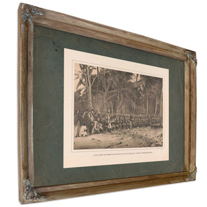 Commander Selfridge on His Return Reconnaissance Into the Interior of Darien — Verdigris Framed Canvas Print | Bella Frye