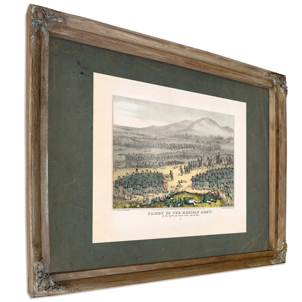 Flight of the Mexican Army at the Battle of Buena Vista Feb 23 1847 1847 — Verdigris Framed Canvas Print | Bella Frye