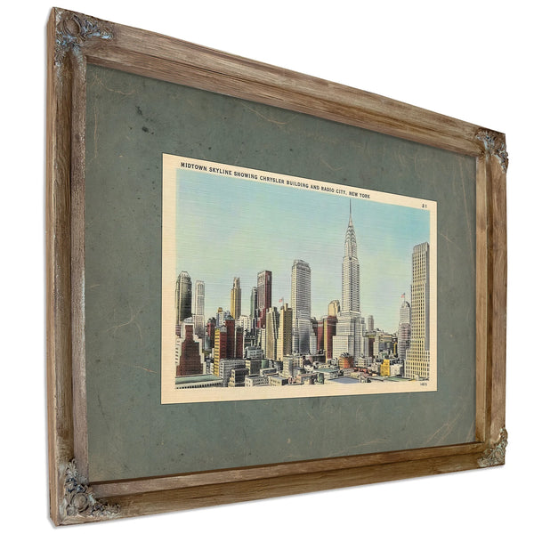 Steel Cathedral Dreams Manhattans Art Deco Ascension — Verdigris Framed Canvas Print | Bella Frye