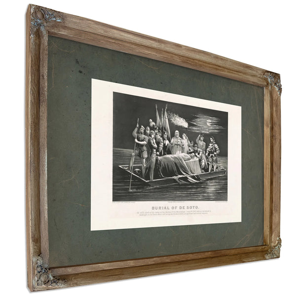 Burial of Desoto 1876 — Verdigris Framed Canvas Print | Bella Frye