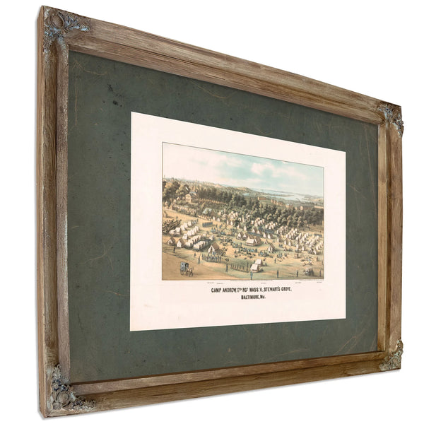 Camp Andrew 17th Rgt Mass V Stewarts Grove Baltimore Md 1861 — Verdigris Framed Canvas Print | Bella Frye