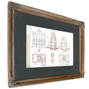 The Keepers Blueprint Blackistone Island Light Station — Verdigris Framed Canvas Print | Bella Frye