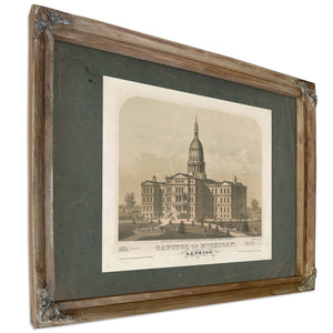 Capitol of Michigan Lansing 19th Century — Verdigris Framed Canvas Print | Bella Frye