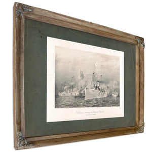 Baltimore Bearing the Body of Ericsson New York Harbor Aug 3th 189 1891 — Verdigris Framed Canvas Print | Bella Frye