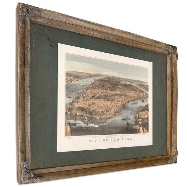 City of New York 1856 — Verdigris Framed Canvas Print | Bella Frye