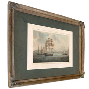 Frigate America Frigate La Rein Blanche 19th Century — Verdigris Framed Canvas Print | Bella Frye