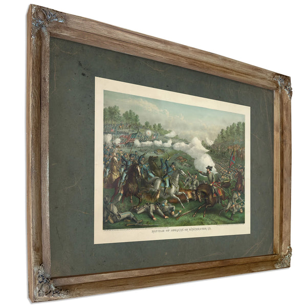 Battle of Opequan or Winchester Vasept 19 1864union_ Gen Sheridan Conf Gen E — Verdigris Framed Canvas Print | Bella Frye