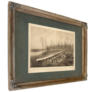 Charge of the First Brigade Commanded by Col Mb Walker on the Friday Evening — Verdigris Framed Canvas Print | Bella Frye