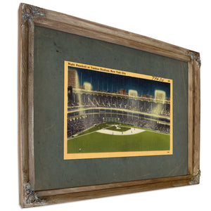 Night Baseball at Yankee Stadium New York City — Verdigris Framed Canvas Print | Bella Frye