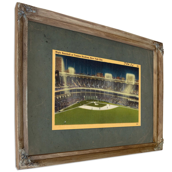 Night Baseball at Yankee Stadium New York City — Verdigris Framed Canvas Print | Bella Frye