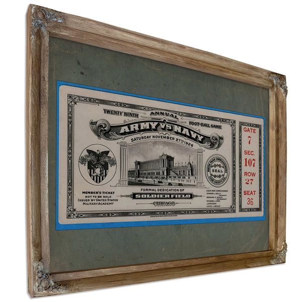 Ticket to the 1926 Army Navy Game 2 Front — Verdigris Framed Canvas Print | Bella Frye